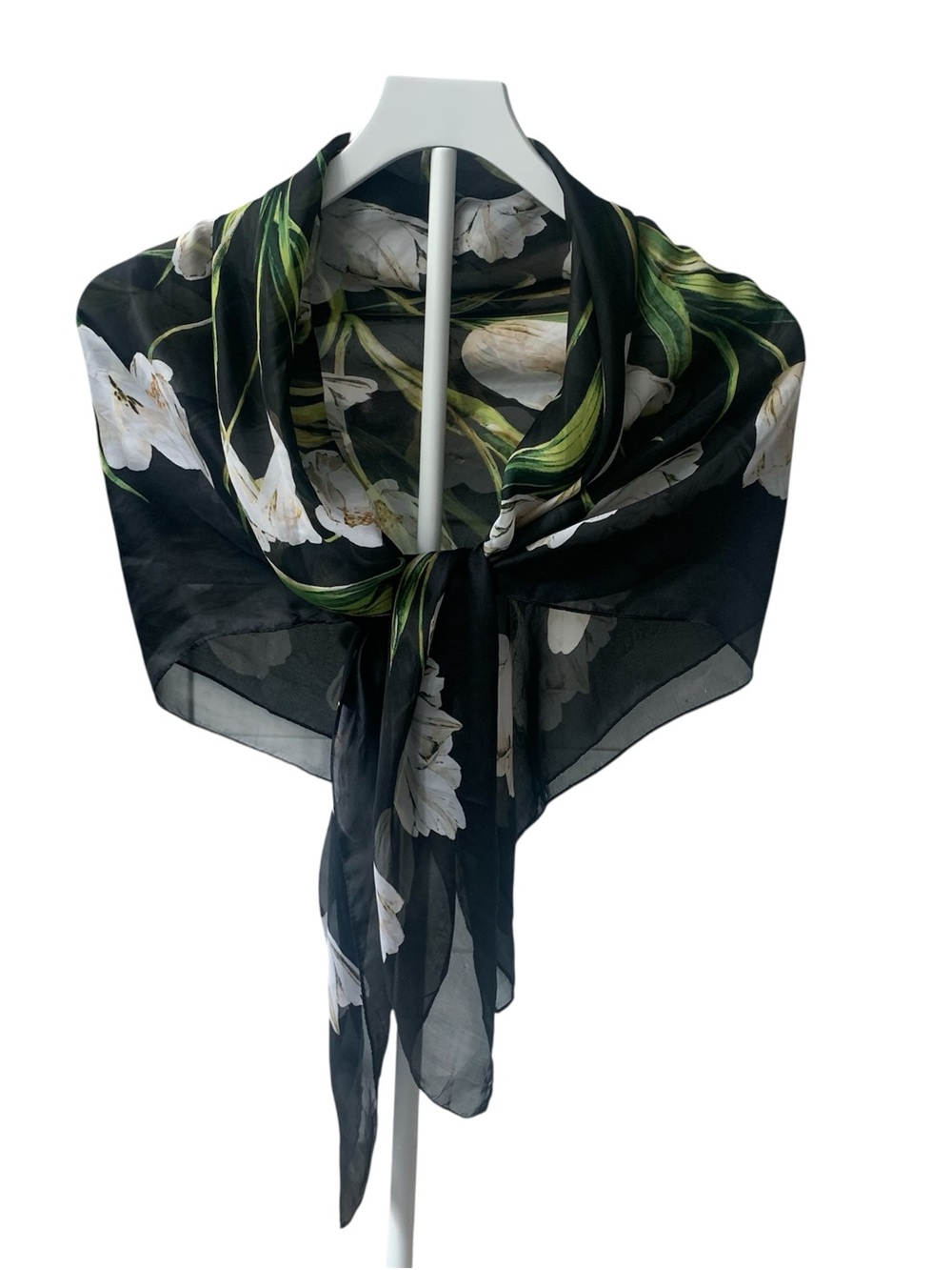 Dana Buchman Black Floral Scarf